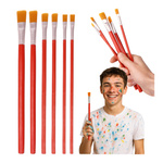 Zestaw Pędzelków Płaskich Pędzli Drewnianych Do Malowania 6szt