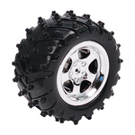 Koło 53x27mm platikowe - do robotów i pojazdów DIY - czarna opona z kolcami i srebrną felgą