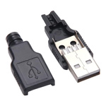 Wtyk USB z osłoną - typ A - montowane na kabel - męski